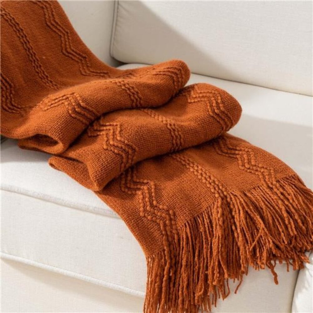 BATTILO Home Fall Decor Caramel Throw Blanket for Couch, Rust Orange Throw
